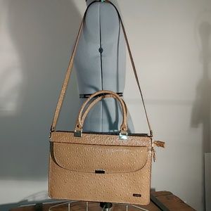 Mido vintage tan faux ostrich leather purse EUC